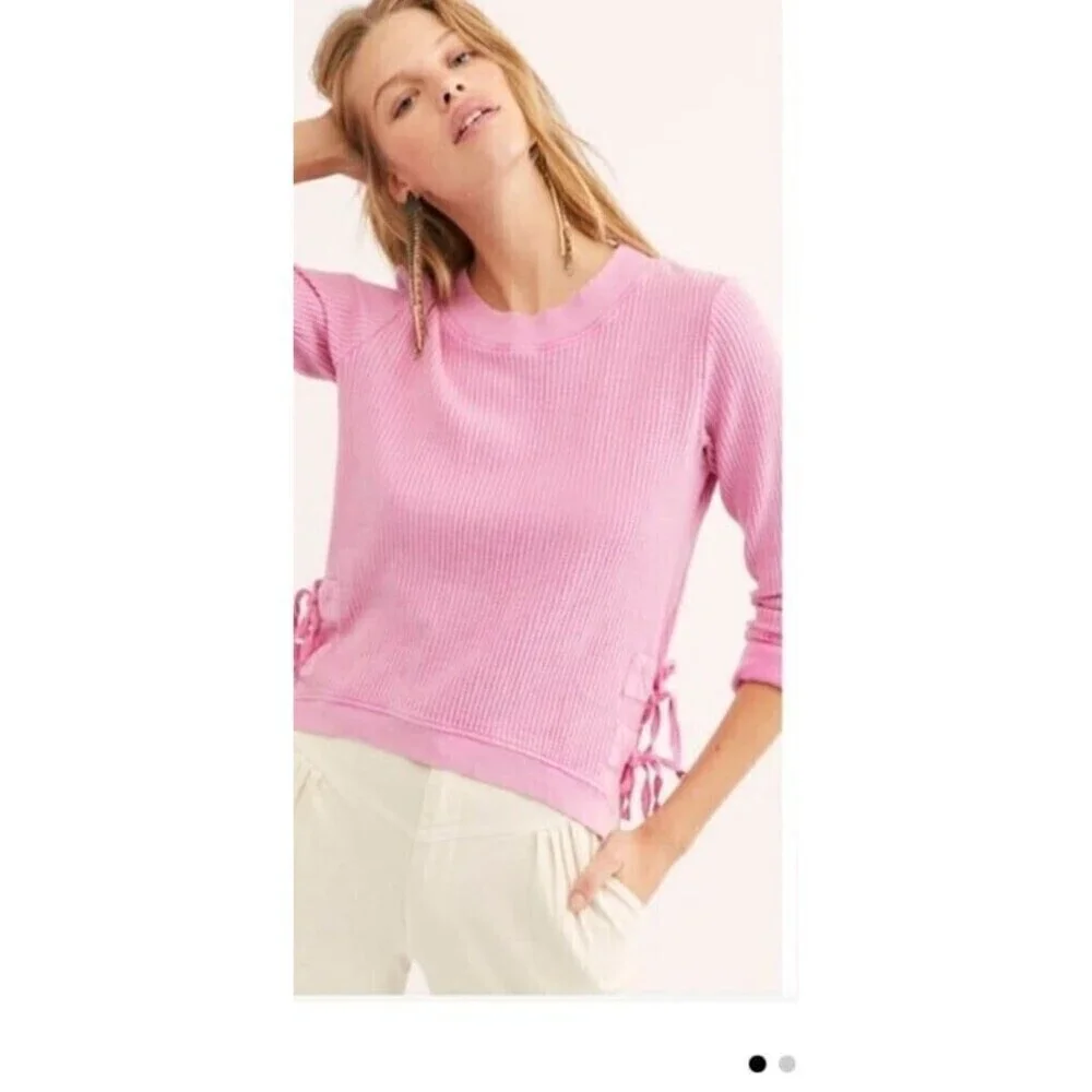 Free People Cropped Interlaken Thermal Top Size Large - Picture 2 of 12